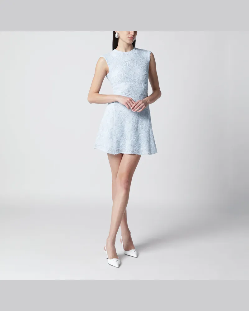 ROTATE Birger Christensen Hellblaues Mini-Kleid aus floralem Mesh Light