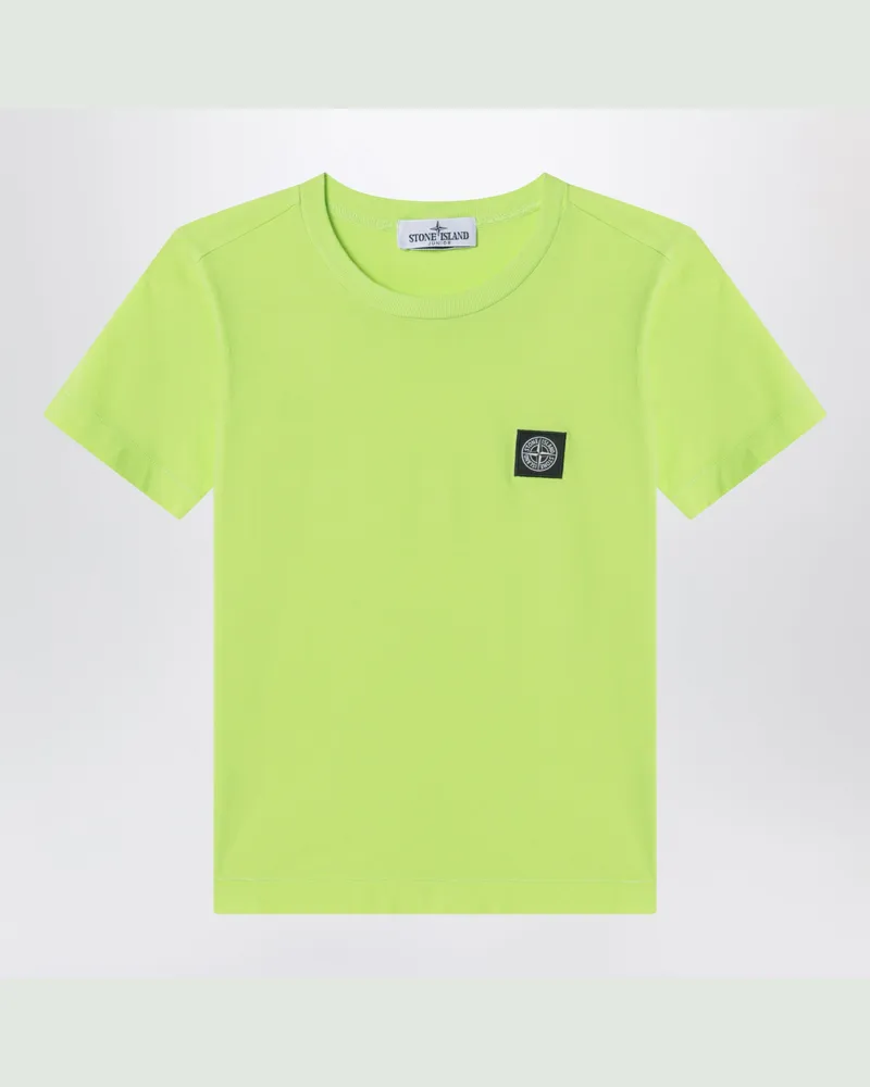 Stone Island Limonengelbes T-Shirt mit Compass-Logo-Patch Green