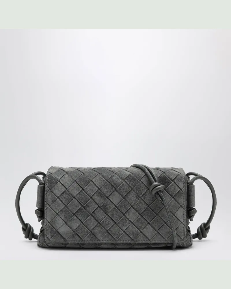 Bottega Veneta Notturno Tasche aus grauem Intrecciato Veloursleder Grey