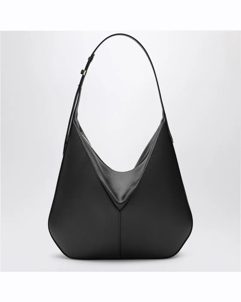 Valextra Schwarze Hobo-Tasche Vivi aus Leder Schwarz