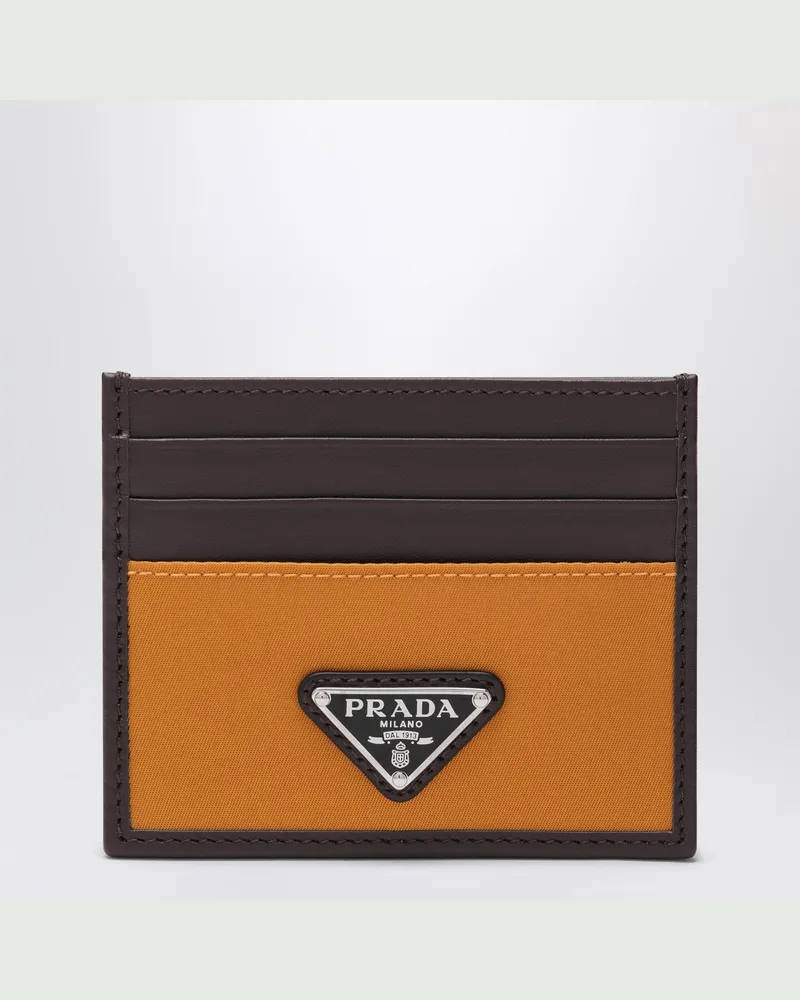 Prada Speedrock-Brieftasche aus Re-Nylon und bernsteinfarbenem Leder Brown