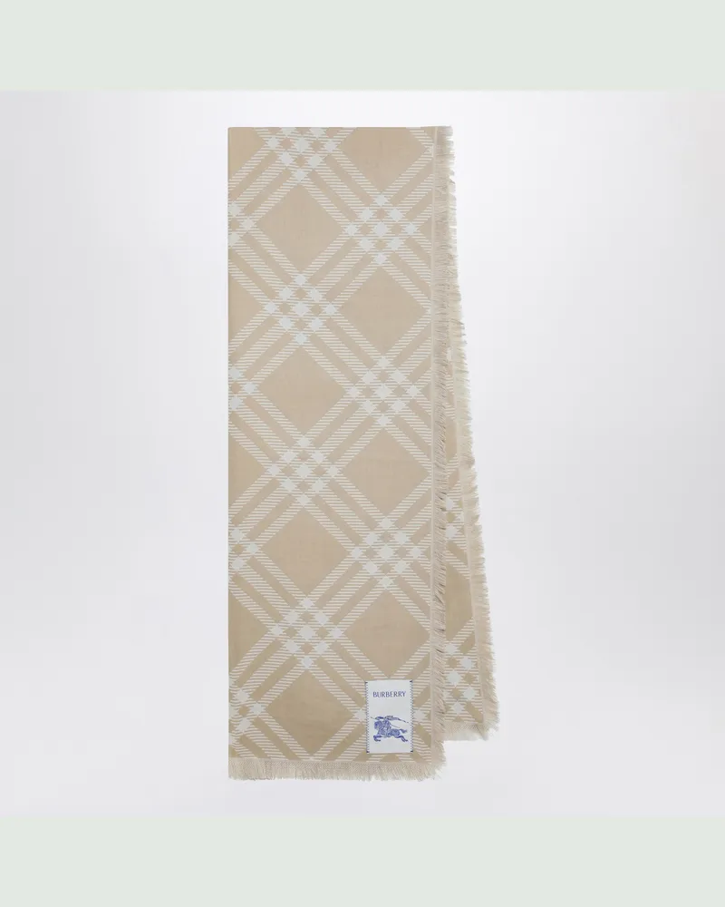 Burberry Seide-Wolle Schal mit beige/écru Check Beige