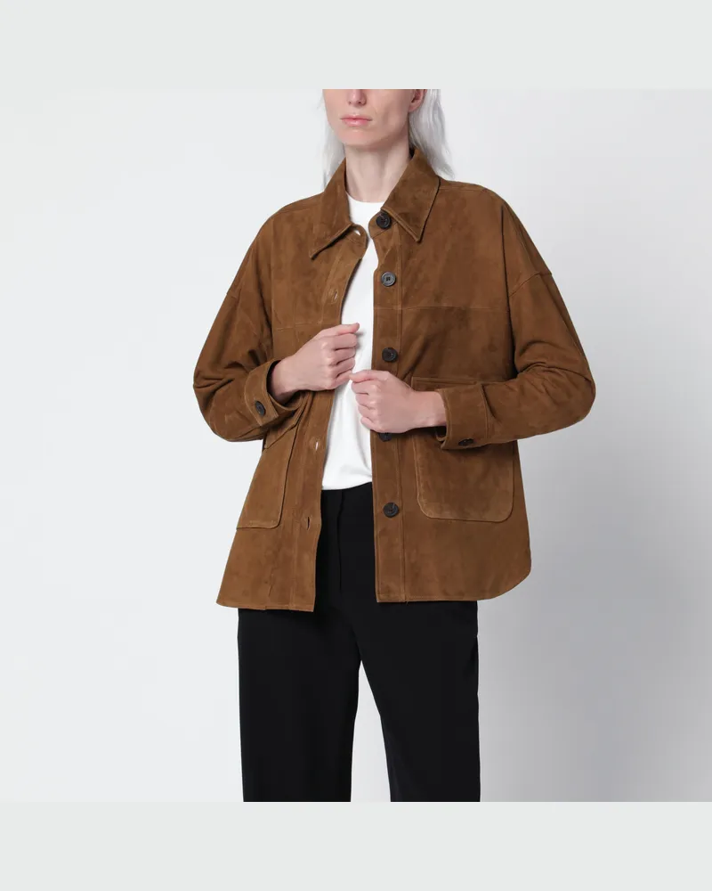 Arma Olivgrüne Kaylee Hemdjacke aus Veloursleder Green