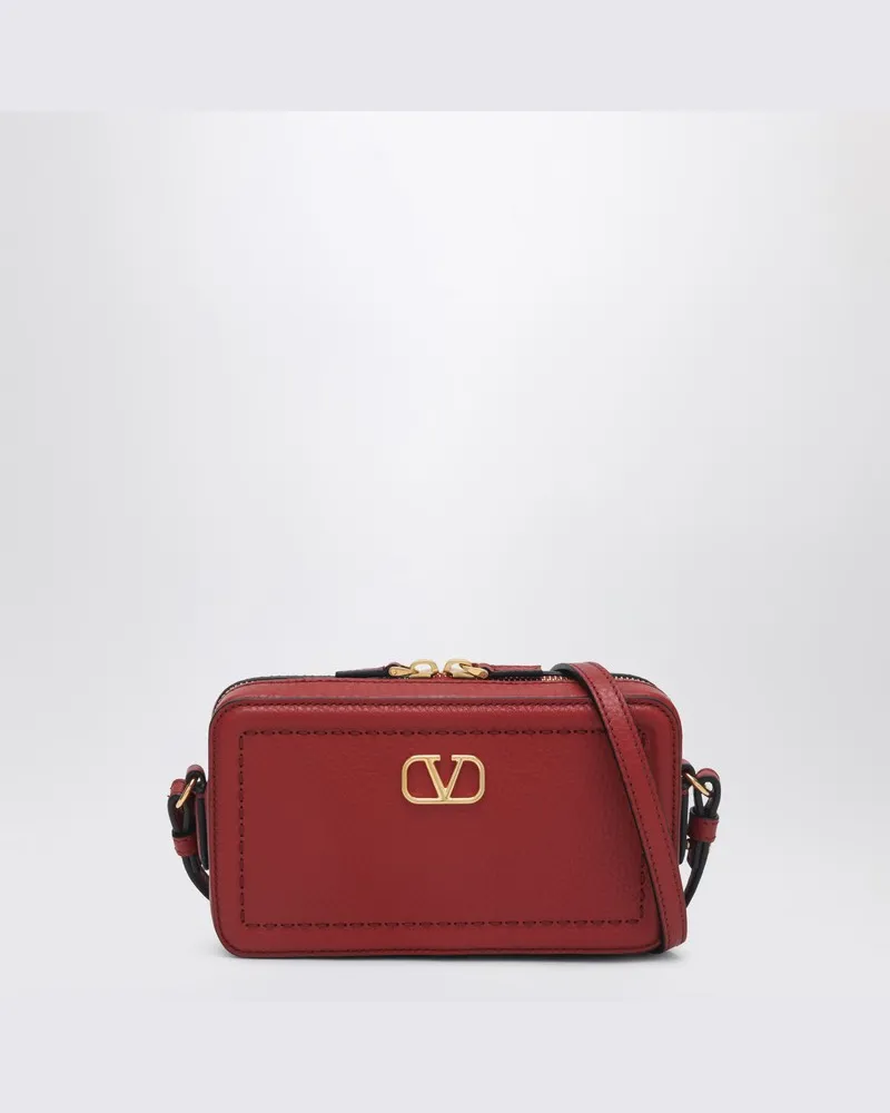 Valentino Garavani Kleine rote Leder-Umhängetasche Alltime Braun