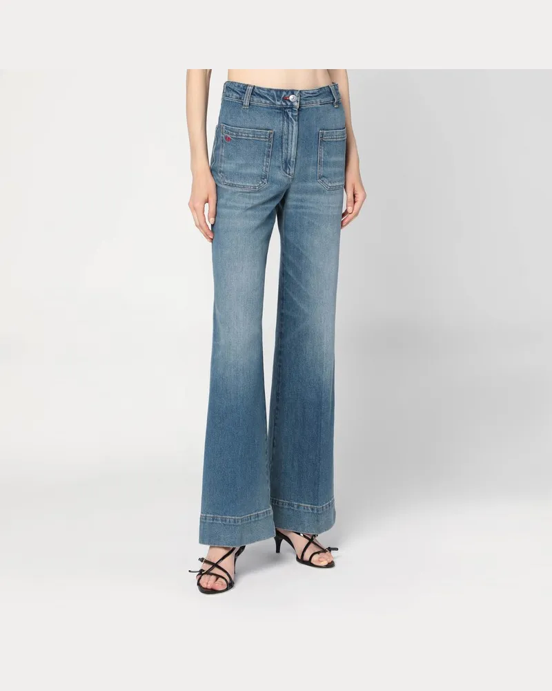 Victoria Beckham Weite Jeans in verwaschenem Blau Blau