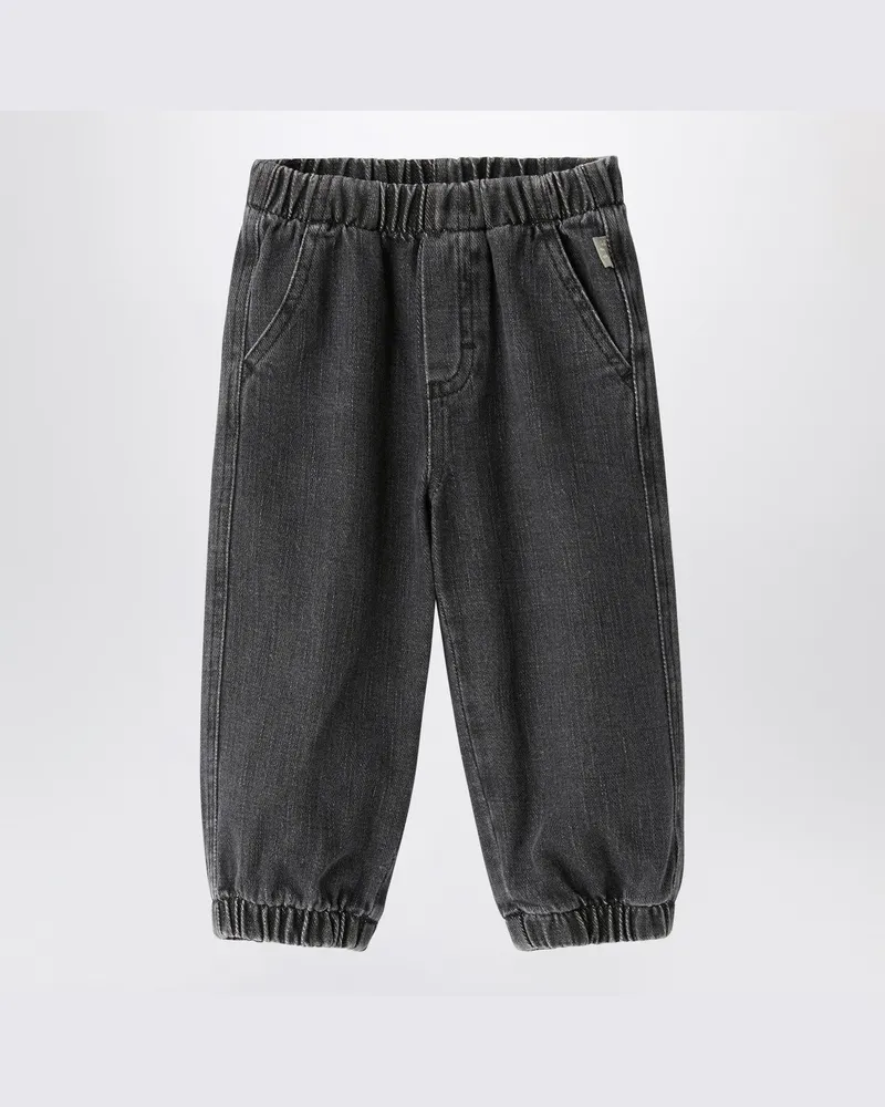 Il Gufo Schwarze ausgewaschene Jeans aus Denim 