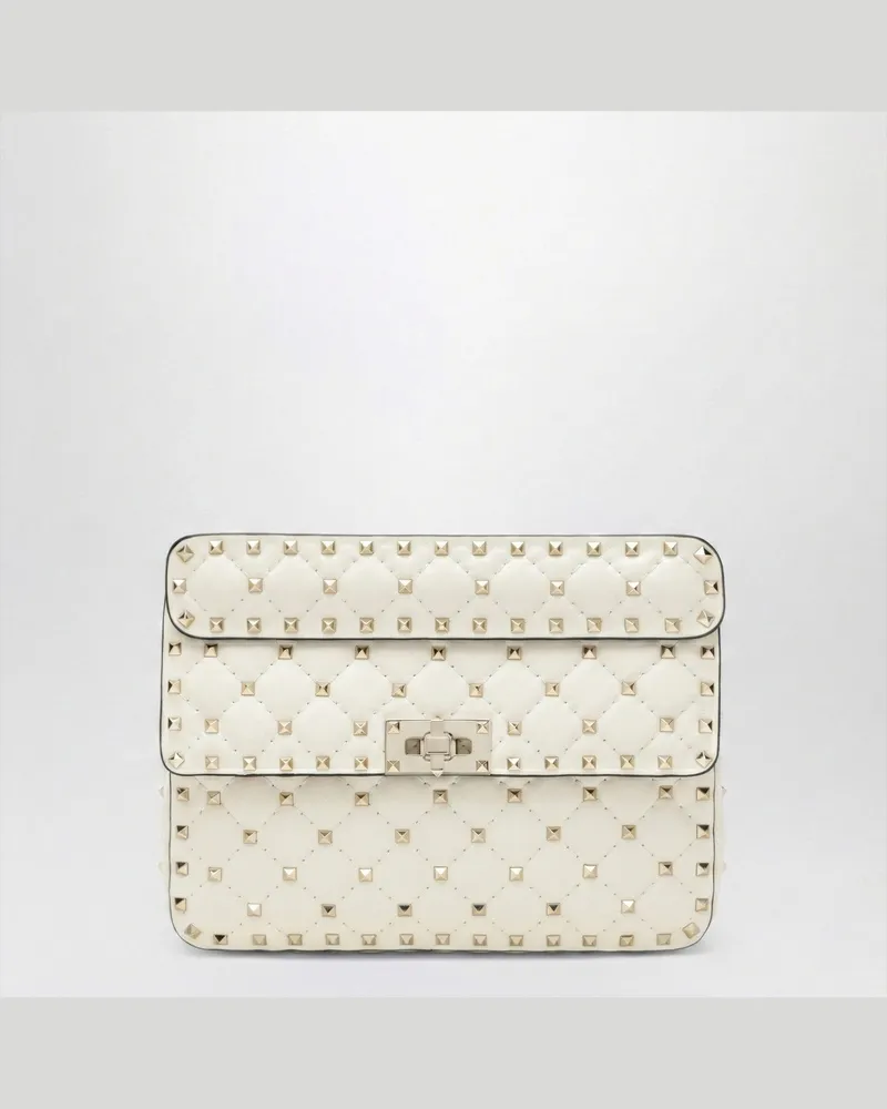 Valentino Garavani Rockstud-Spike-Tasche in mittlerer Größe in Elfenbein White
