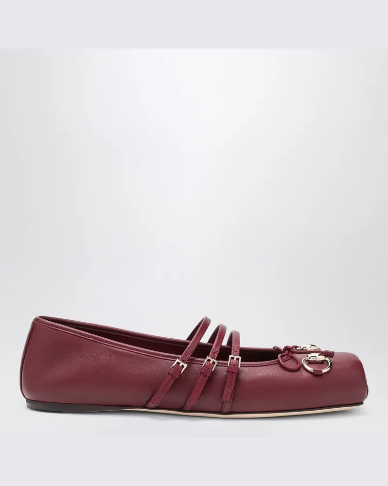 Gucci Ballerina in Rosso Ancora mit Horsebit Burgunderrot