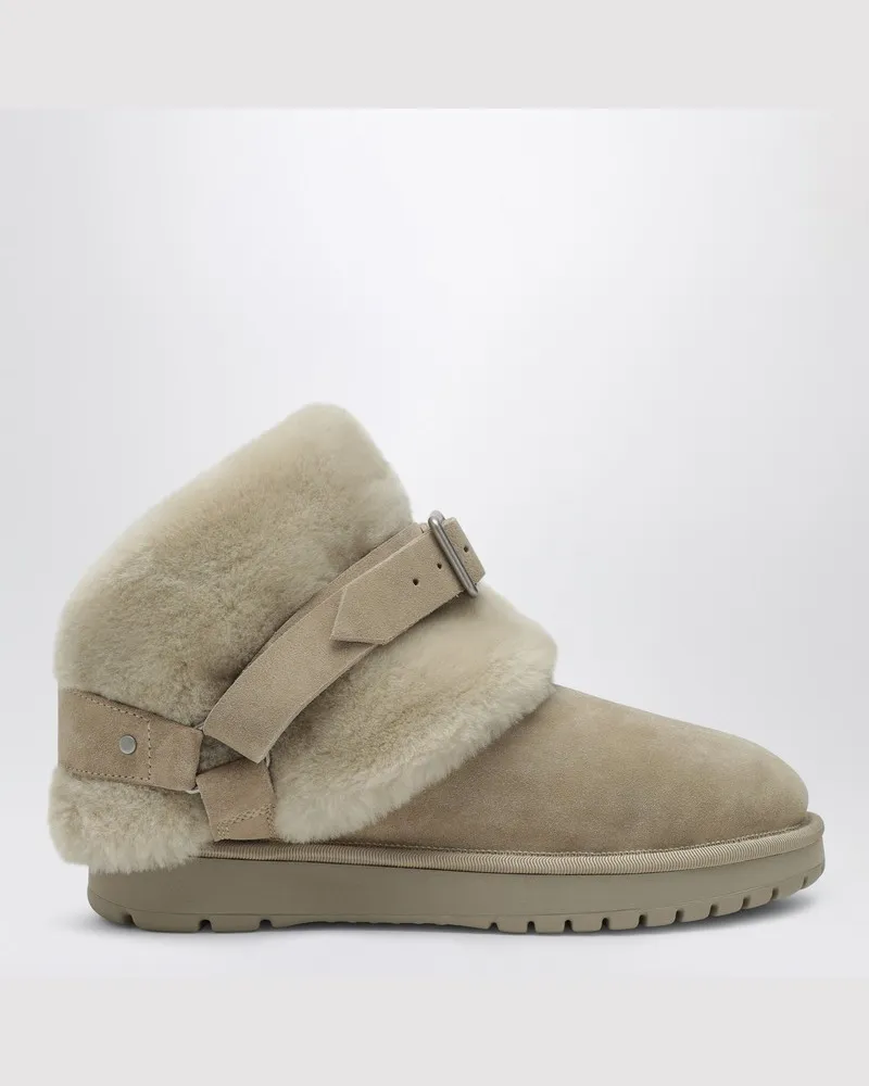 Burberry Schneestiefel Chubby aus Wildleder und beigem Shearling Grün