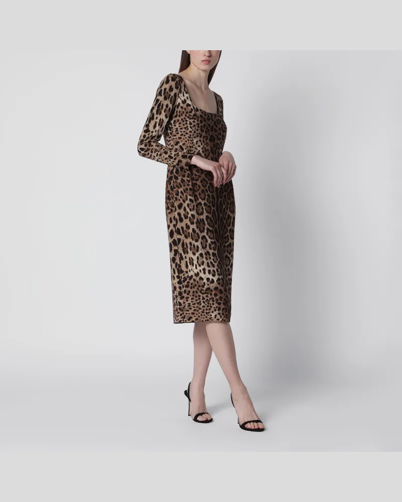 Dolce & Gabbana Kleid mit Leopardenprint aus Viskosemix in Leo Brown