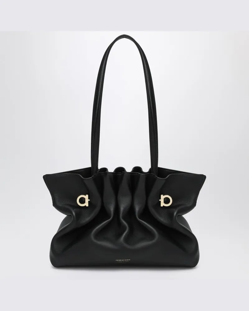 Ferragamo Weiche Tasche Kleine schwarze Leder Schwarz