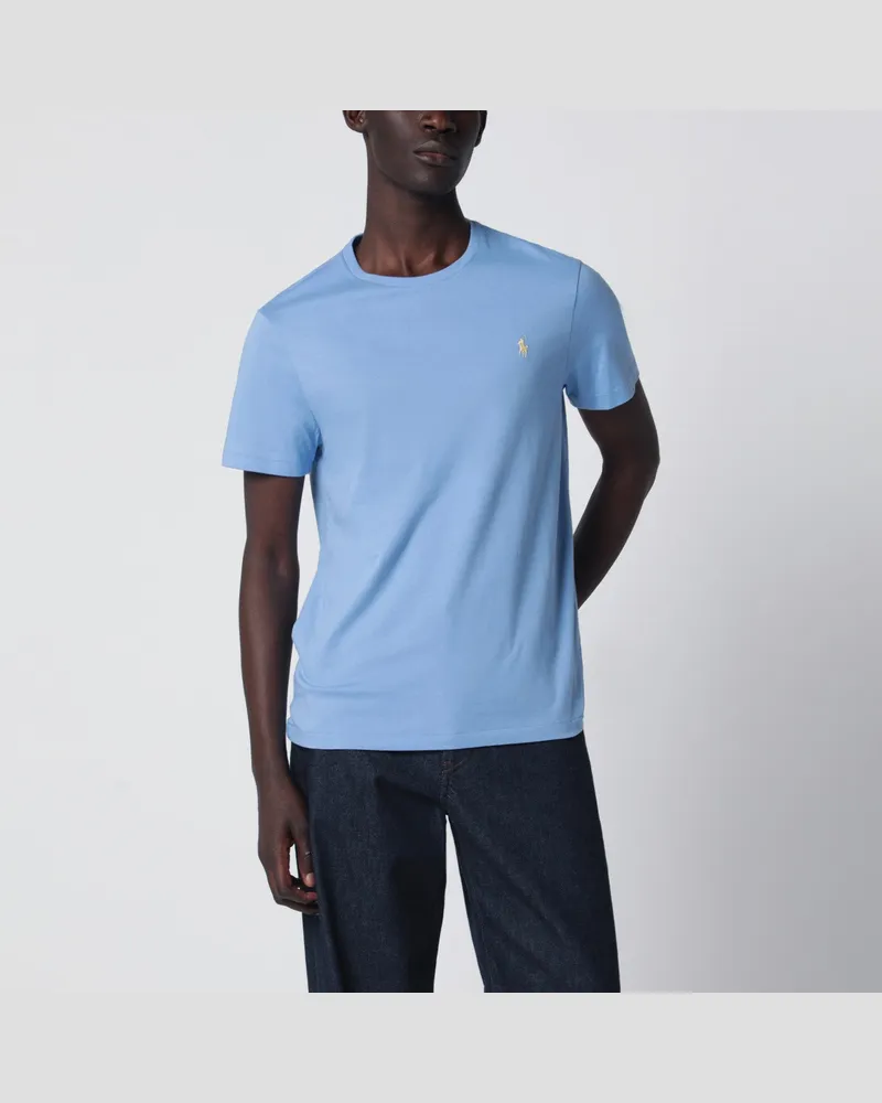 Ralph Lauren Hellblaues Custom Slim-Fit T-Shirt aus Baumwolle Light