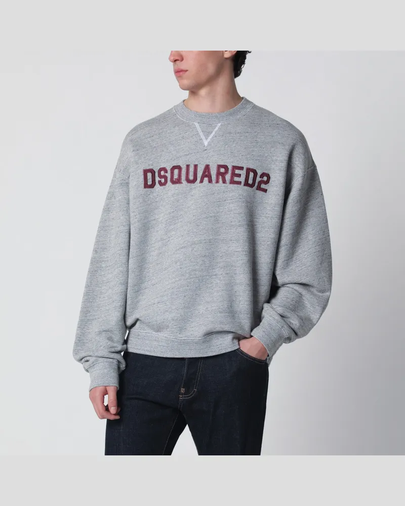 Dsquared2 Graumeliertes Sweatshirt mit Logo-Stickerei Grey