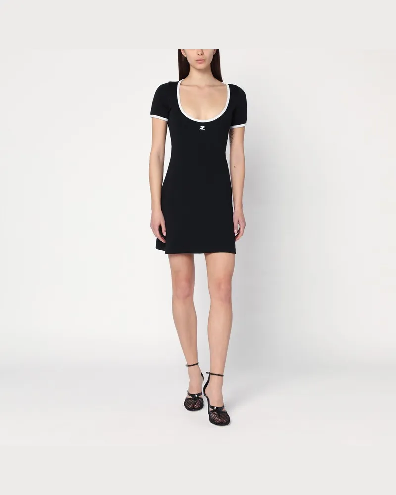 Courrèges Schwarz/weißes Minikleid aus Baumwolle Schwarz