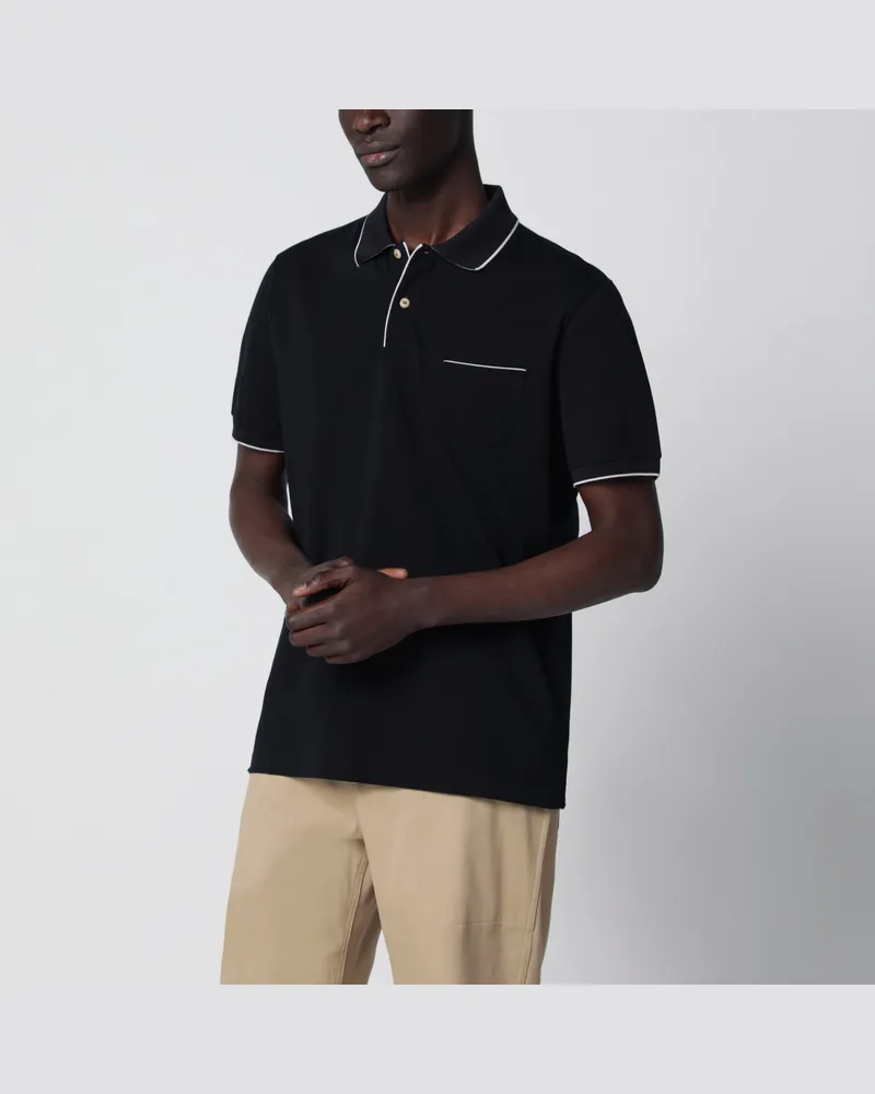 Loro Piana Marineblaues Poloshirt aus Baumwolle Blue