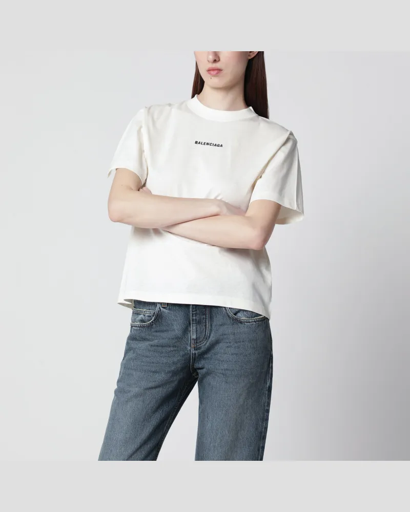 Balenciaga Back Medium Fit T-Shirt in Creme White