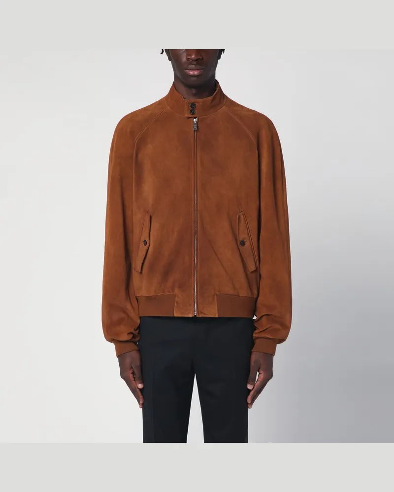 Prada Kamel-farbenes Wildleder-Bomberjacke Mehrfarbig