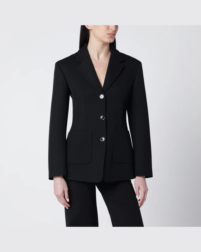 Loewe Jacke aus schwarzem Wolltwill Black