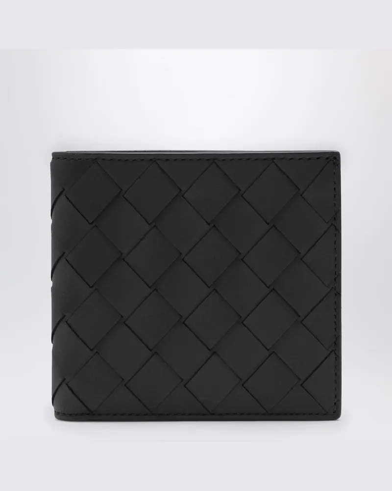 Bottega Veneta Schwarzes Portemonnaie mit Flechtmuster Schwarz