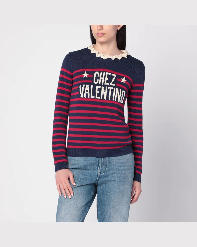Valentino Garavani Blaues gestreiftes Chez  Oberteil Mehrfarbig
