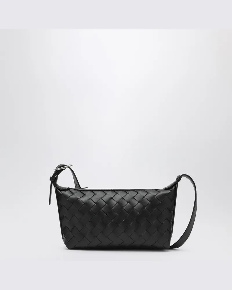 Bottega Veneta Kleine schwarze gewebte Schultertasche Schwarz