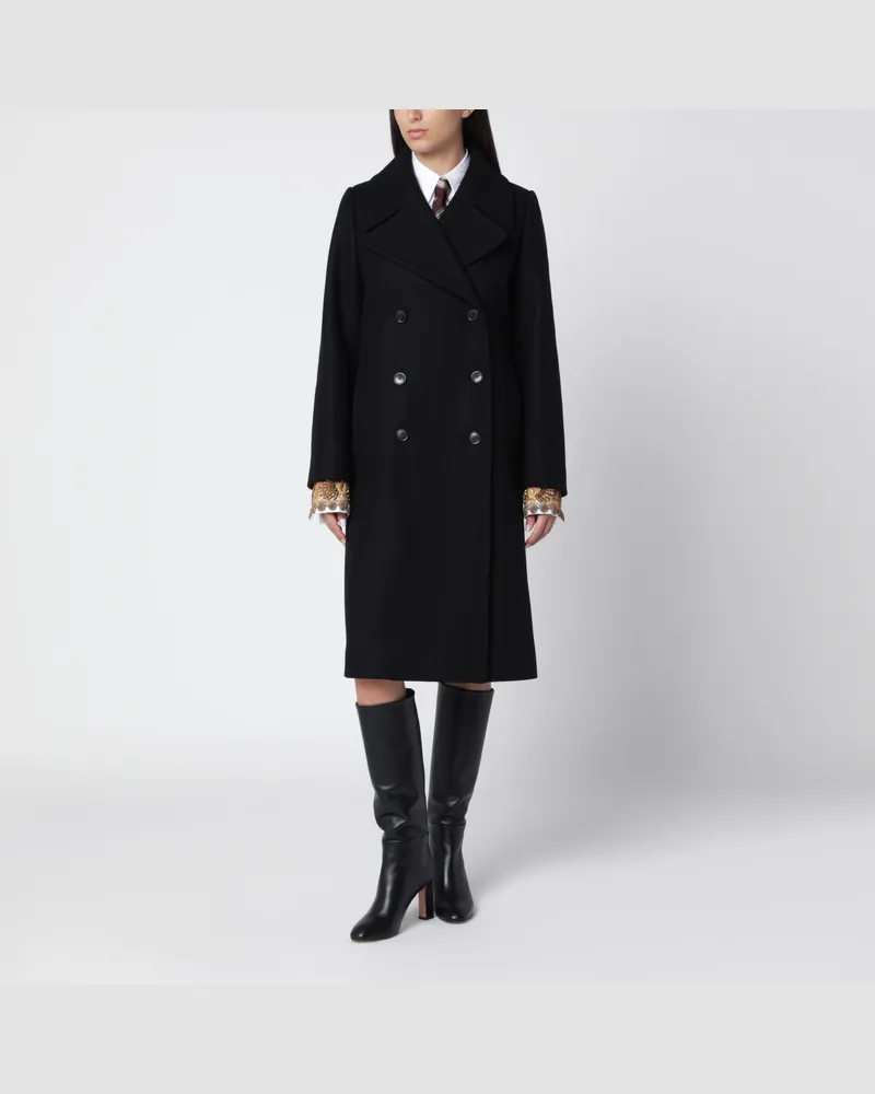 Dries van Noten Black double-breasted coat in wool blend Black