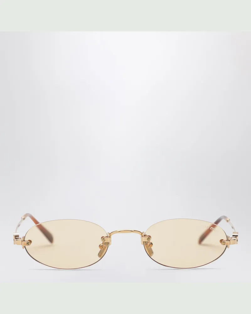 Miu Miu Logo Sonnenbrille in Gold/Rosa Metal