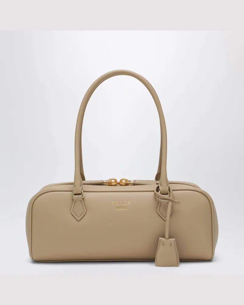 Prada Schultertasche aus sandfarbenem Leder Beige