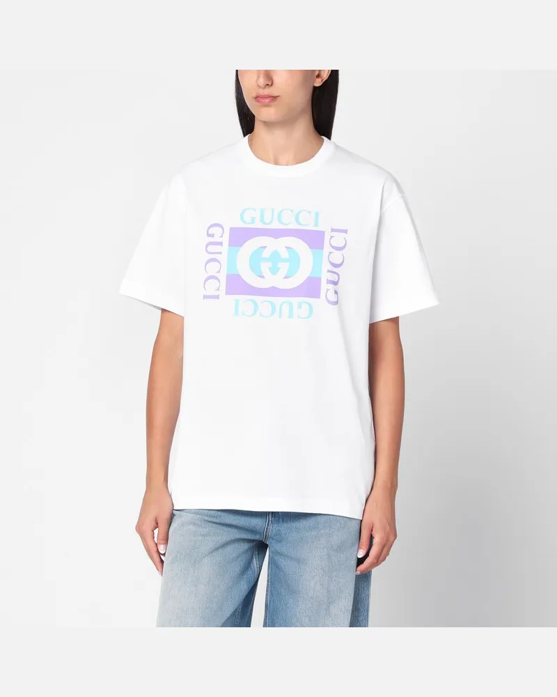 Gucci Weißes T-Shirt mit Logodruck Weiß