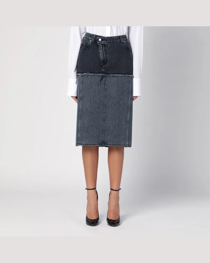 Alexander McQueen Denim-Rock in zwei Schwarztönen Schwarz