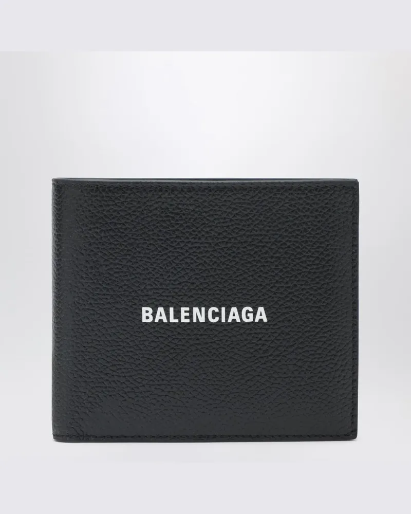 Balenciaga Schwarzes horizontales Portemonnaie mit Logo Schwarz