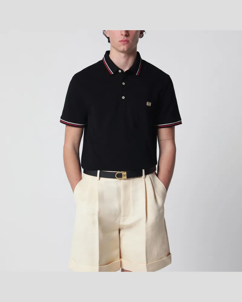 Valentino Garavani Schwarzes Poloshirt mit Vlogo Signature Black