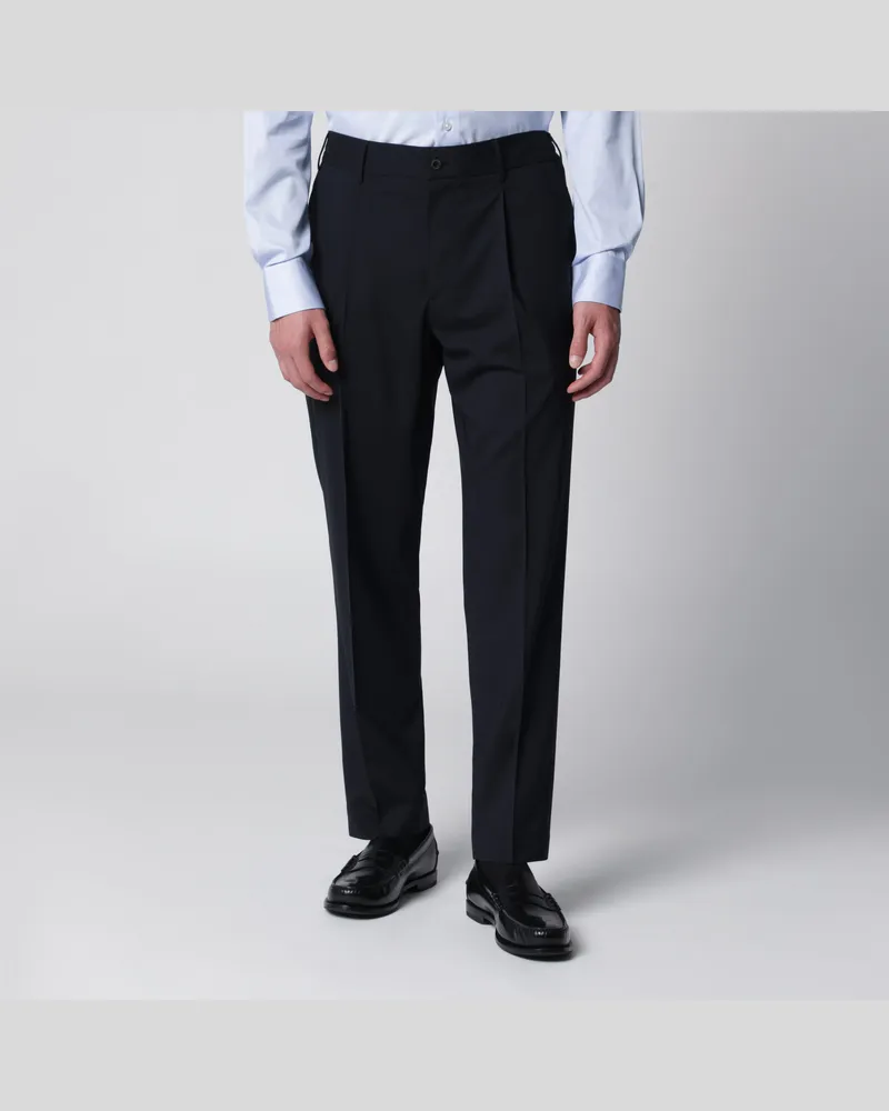 Biagio Santaniello Blaue Hose aus Wollmischung Blue
