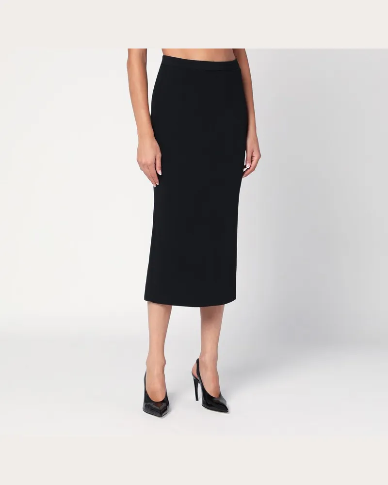 Givenchy Schwarzer Midirock mit Falten am Rücken Schwarz
