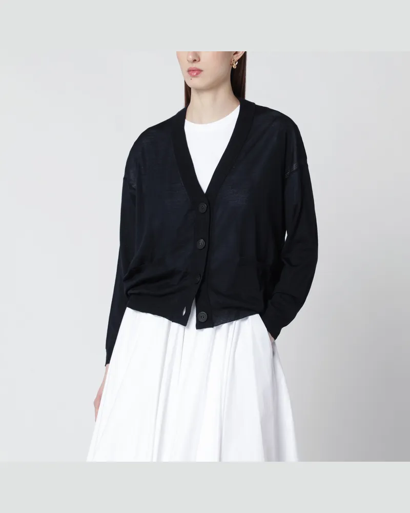 Roberto Collina Marineblauer Cardigan aus Wolle Blue