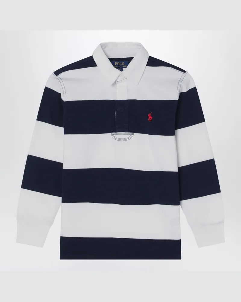 Ralph Lauren Gestreiftes Polo in Weiß/Navy-Blau White
