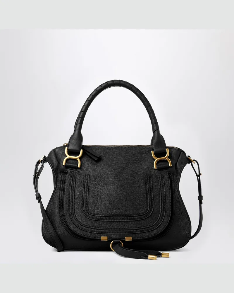 Chloé Marcie Tasche aus schwarzem genarbtem Leder Black
