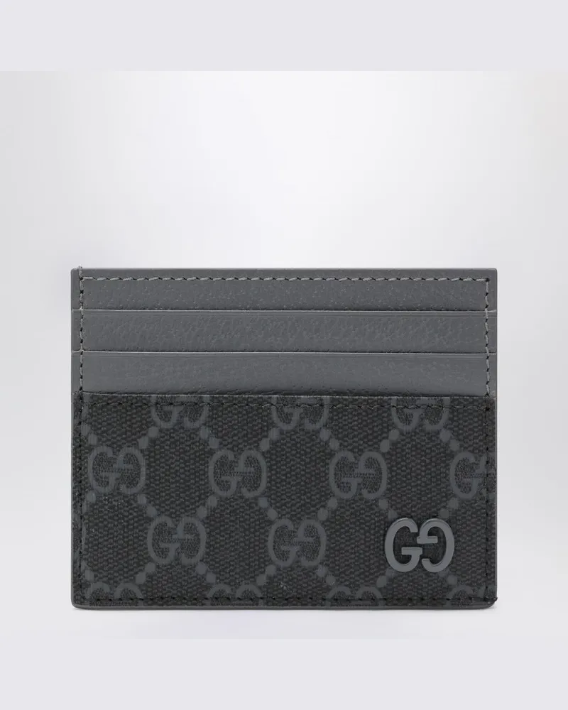 Gucci GG Supreme Kartenhalter aus schwarzem/grauem Stoff 