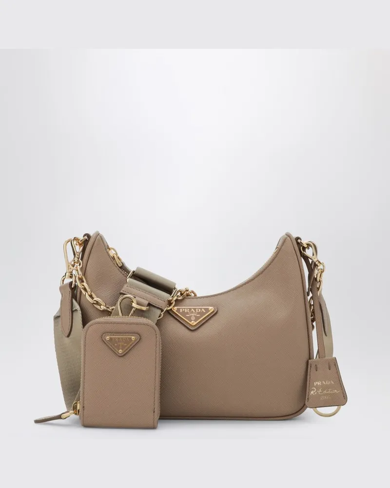 Prada Re-Edition 2005 Tasche aus cameo-beigem Leder Braun
