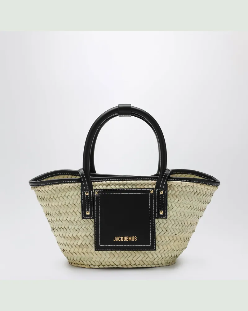 Jacquemus Kleiner Korb Soli aus Palmblatt, schwarz Black