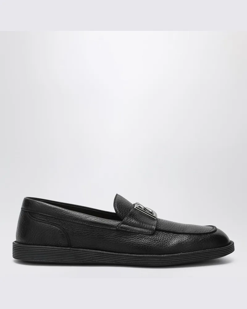 Dolce & Gabbana Schwarze Leder Loafer mit DG-Logo Schwarz