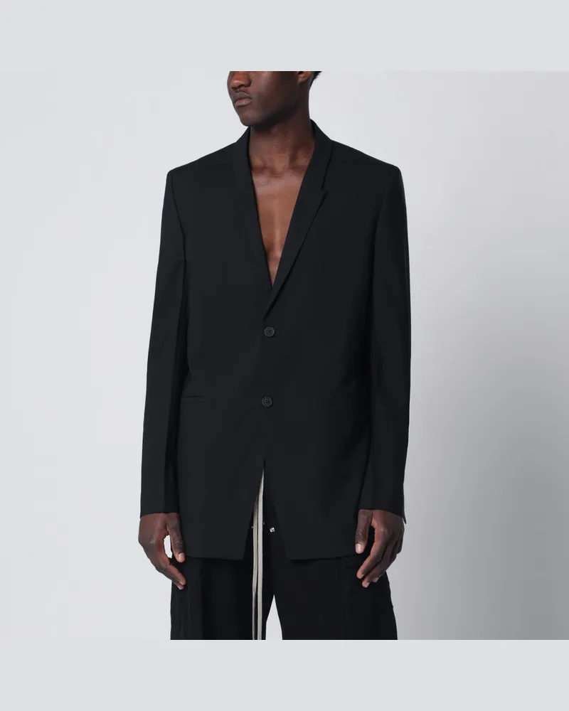 Rick Owens Einreihiger Wollblazer schwarz Black
