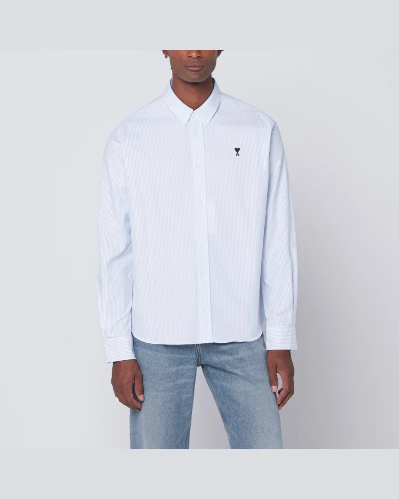 AMI Paris Hellblau/weiß gestreiftes Hemd Ami De Coeur Hellblau