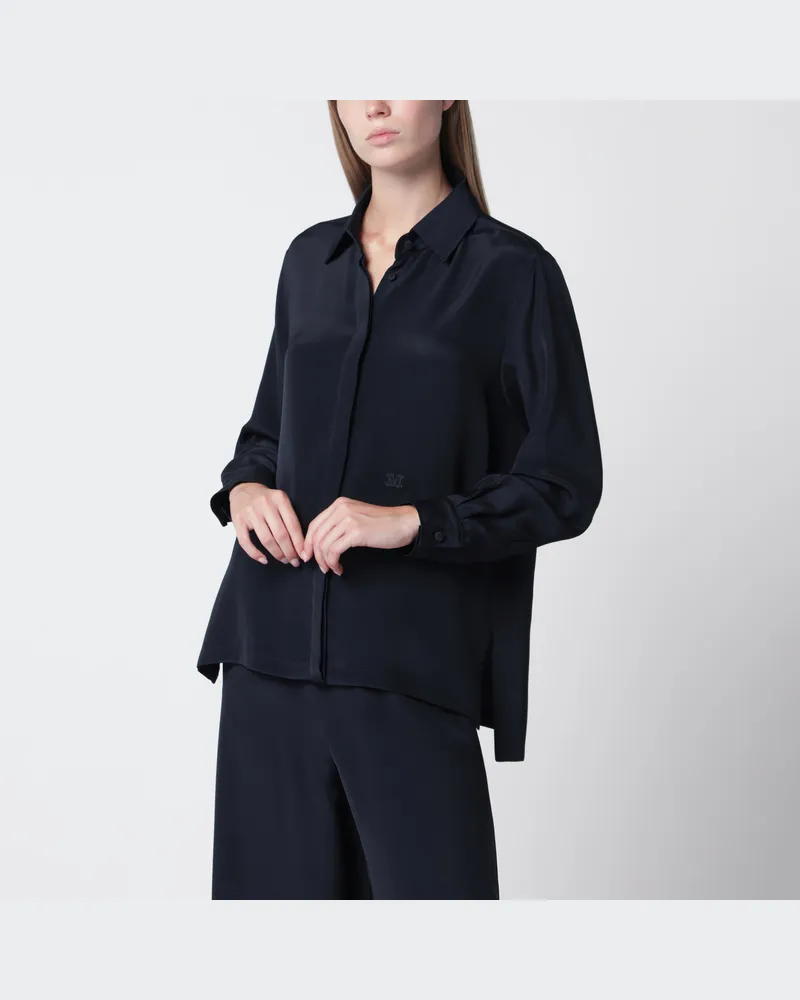 Max Mara Marineblaues Seidenhemd Blue