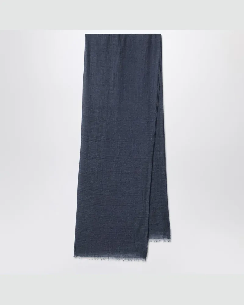 Loro Piana Blaue Brina Kaschmir-Seiden-Schal 