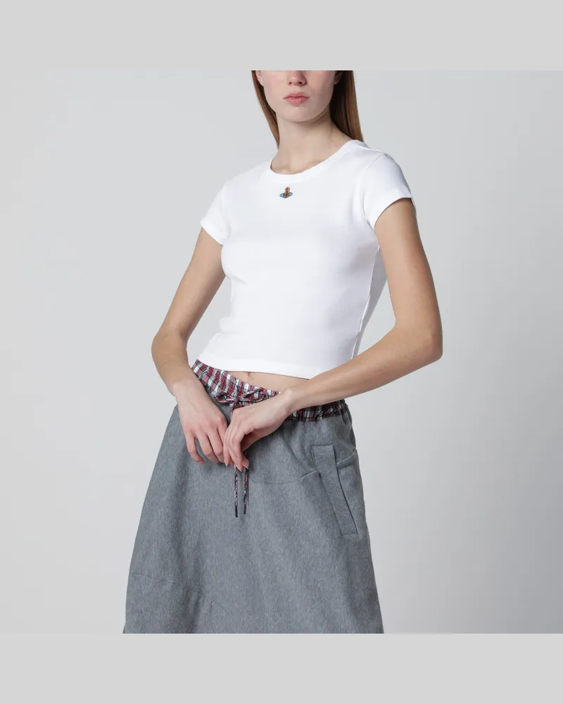 Vivienne Westwood Weißes Crop-T-Shirt mit Orb-Logo 