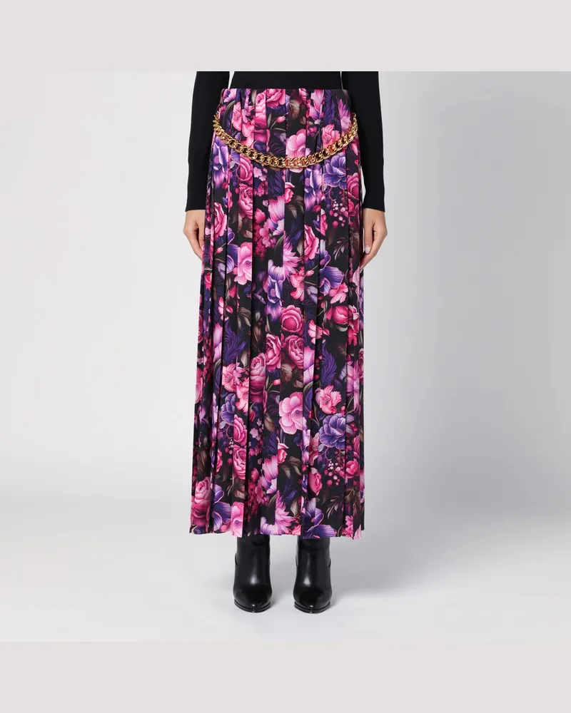Balenciaga Langer Blumenfaltenrock Violett