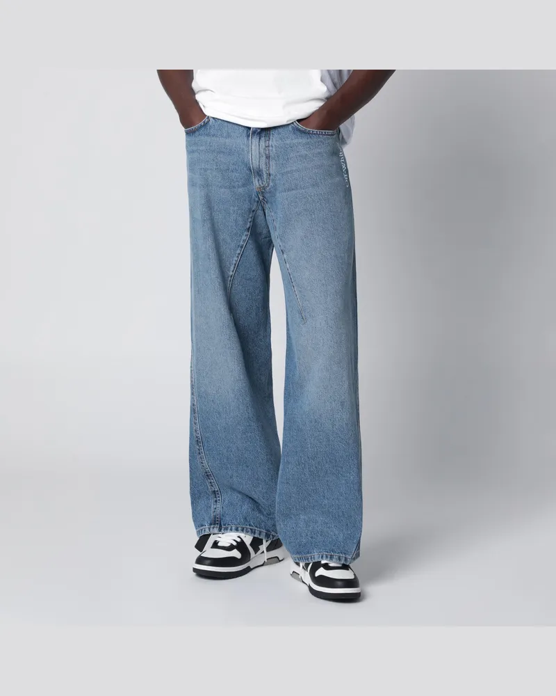 OFF-WHITE Weite hellblaue Jeans mit Logo Light
