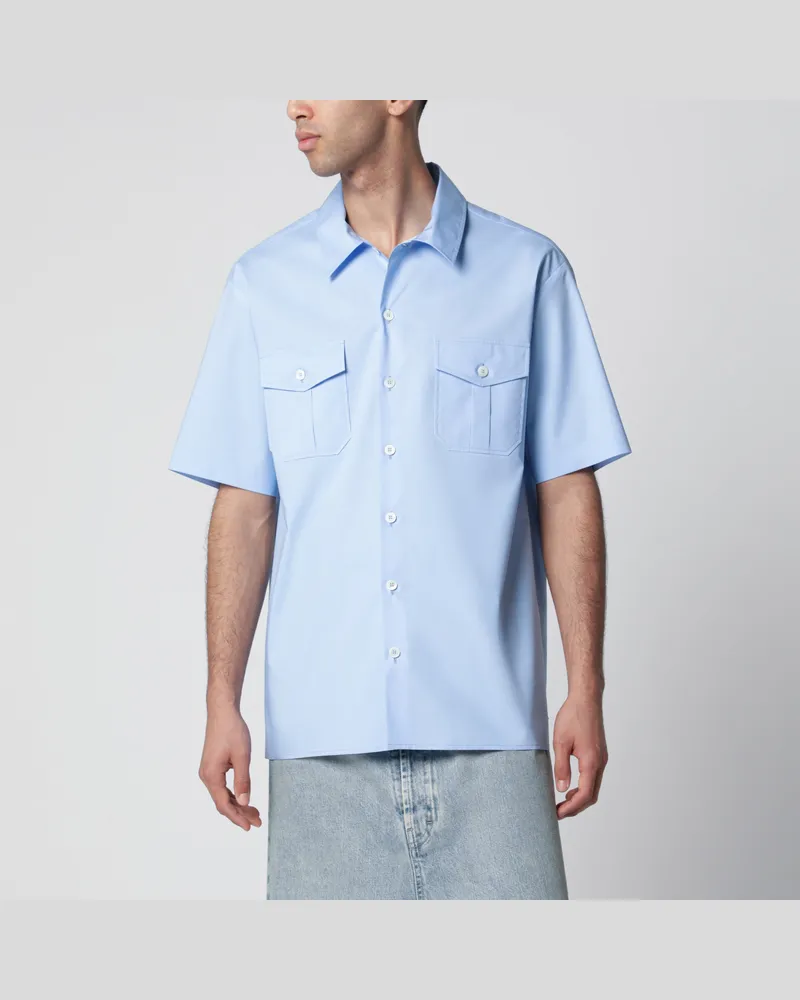 Maison Margiela Kurzarmhemd aus Popeline mit Verstärkungen, hellblau Light