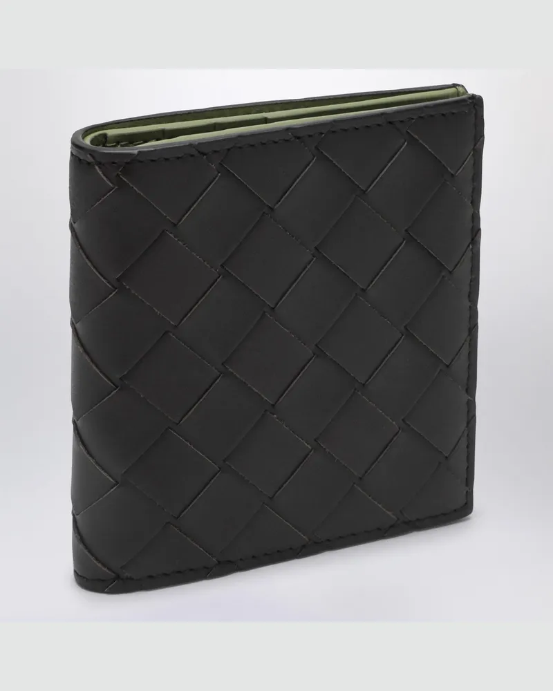 Bottega Veneta Bifold-Portemonnaie mit Flechtmuster dunkelbraun/macha Brown